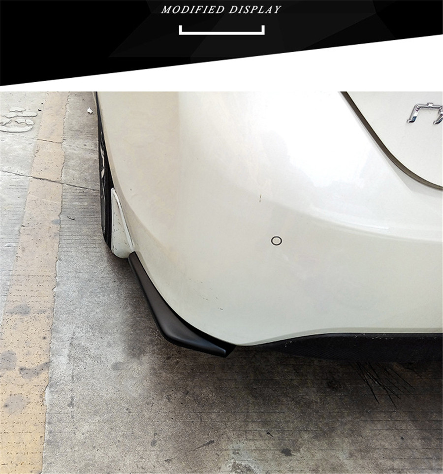 Black 2PCS Car Bumper Spoiler Rear lip Canard Diffuser wrap angle Shovel