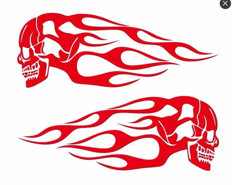 Motorcycle Flame Skull Tank Decal Vinyl Sticker Universal Ghost Flame Decal Ebay