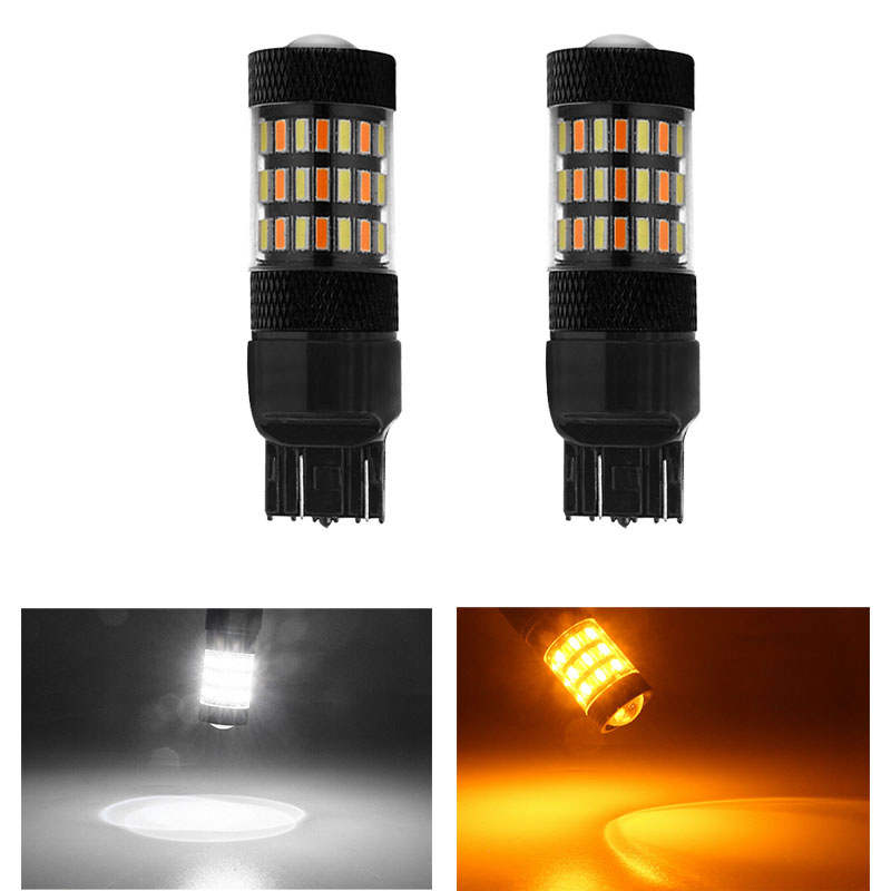 2X BAU15S 4014 60SMD Dual Color Switchback Car Reverse Turn Signal Led Light