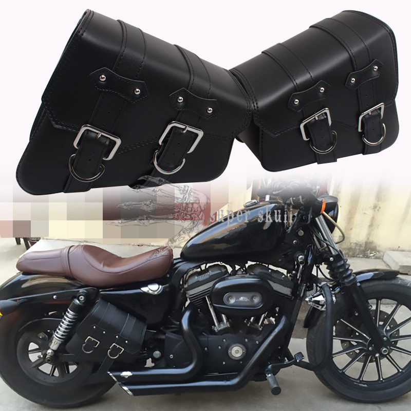 Black Motorcycle Tool Bag Toolbag Cruiser Chopper Cafe Racer Old School Bobber