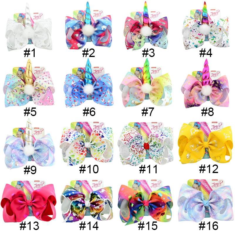 6Pcs Set Girl Fashion JOJO Siwa Rainbow Cartoon Bowknot Kids Beauty Hair bow