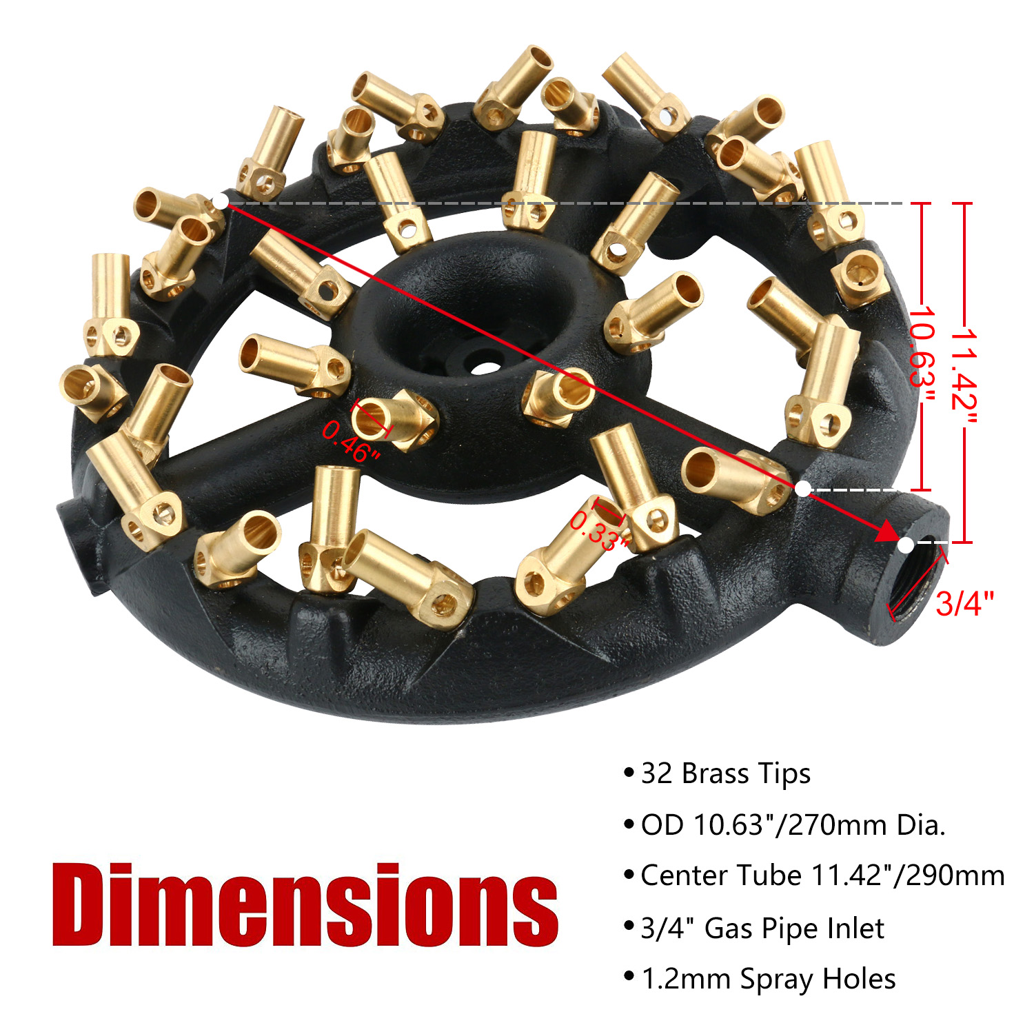 Natural Gas Jet Burner For Chinese Wok Range with 32 Brass Tips Up