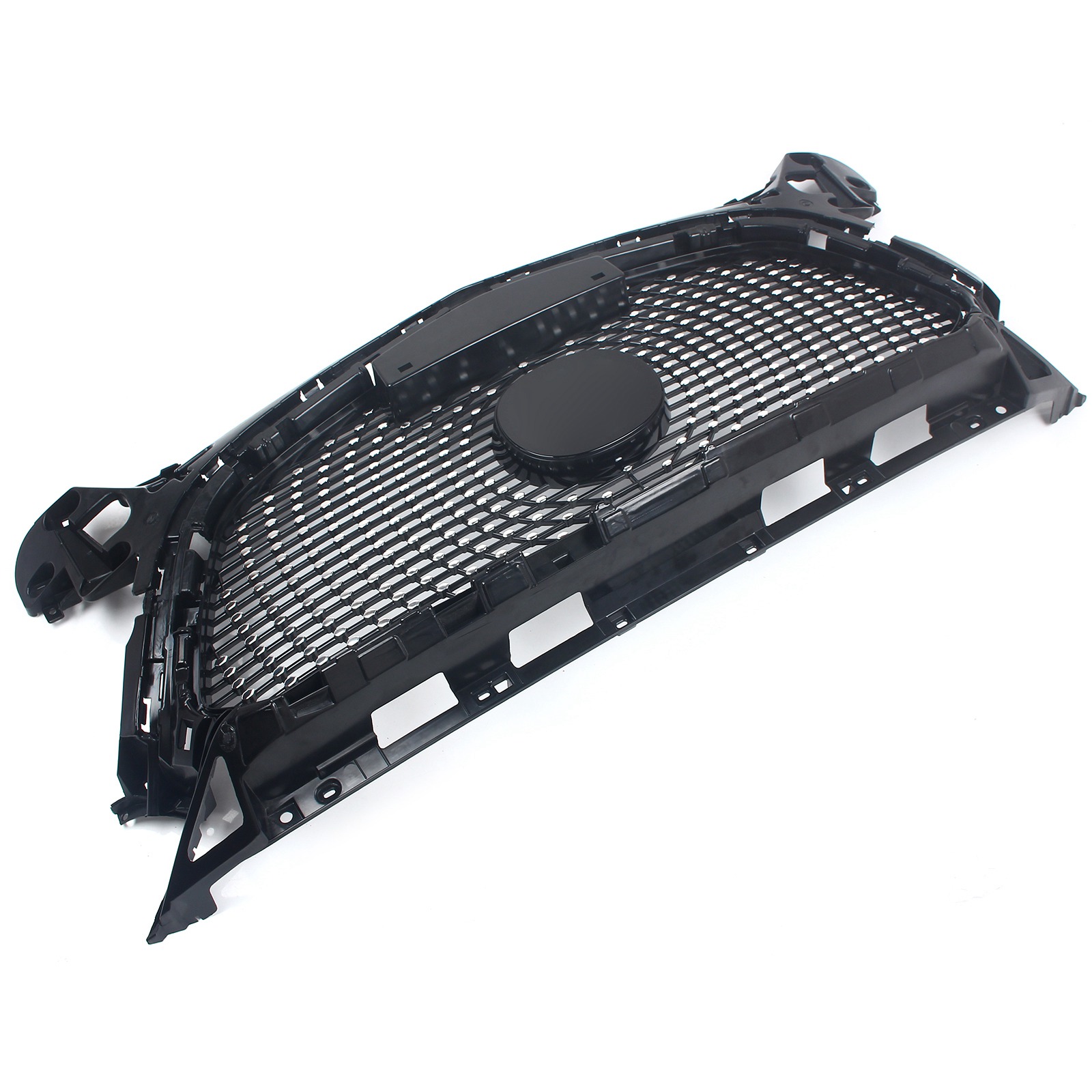 Front Bumper Upper Grille Diamond Style Grill Black For Mazda 3