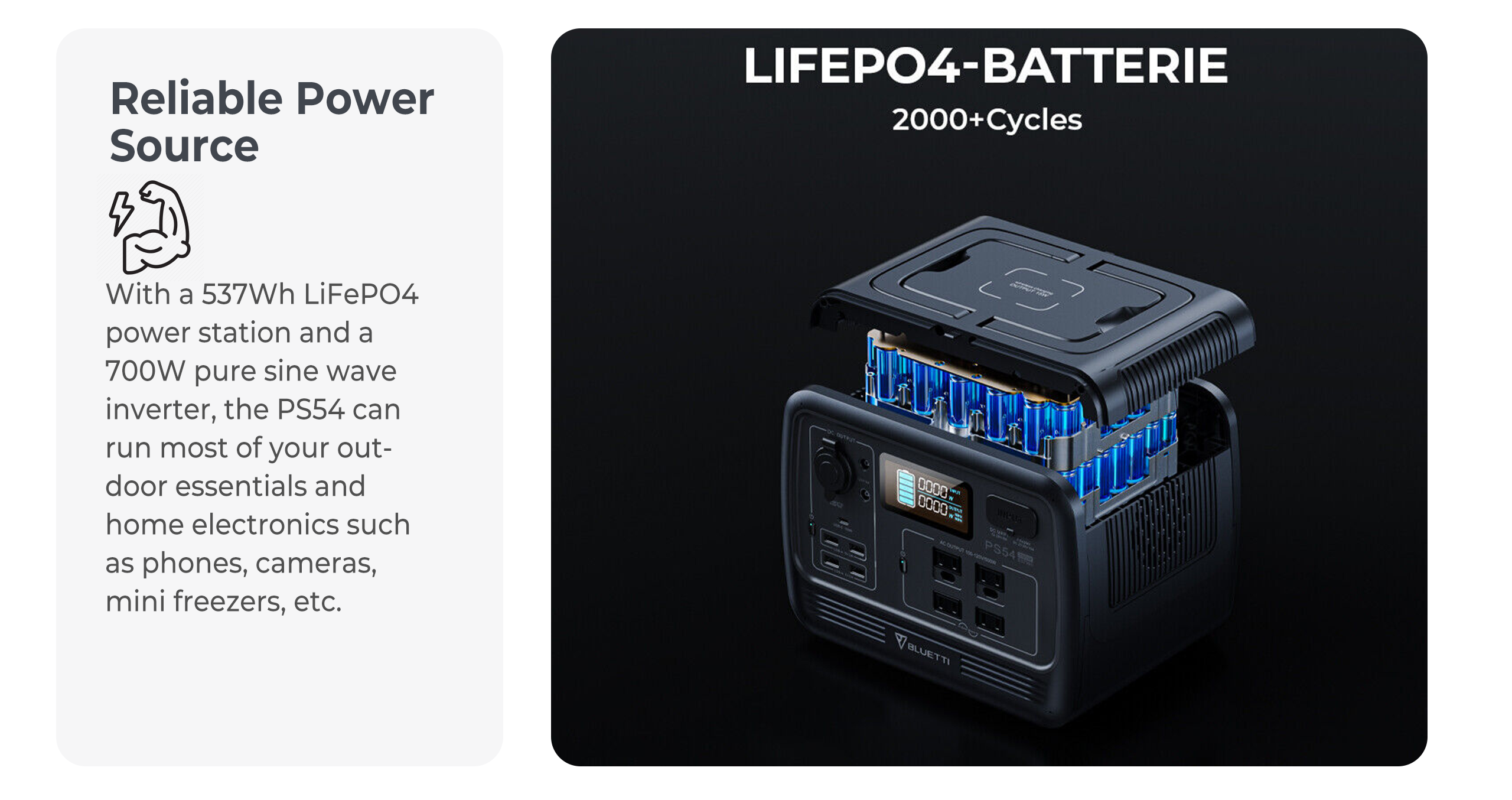 BLUETTI PS54 700W 537Wh Portable LFP Power Station for Outdoor