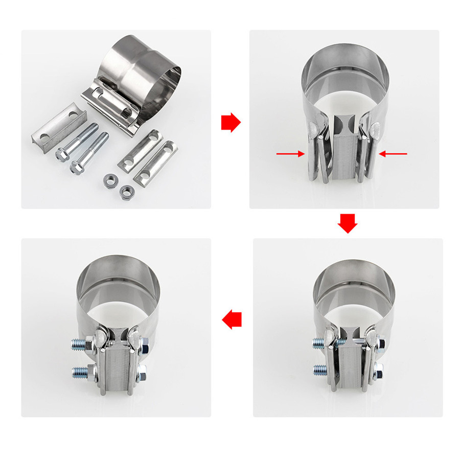 2.0" Lap Joint Exhaust Band ClampPreformed Stainless Steel For Catback