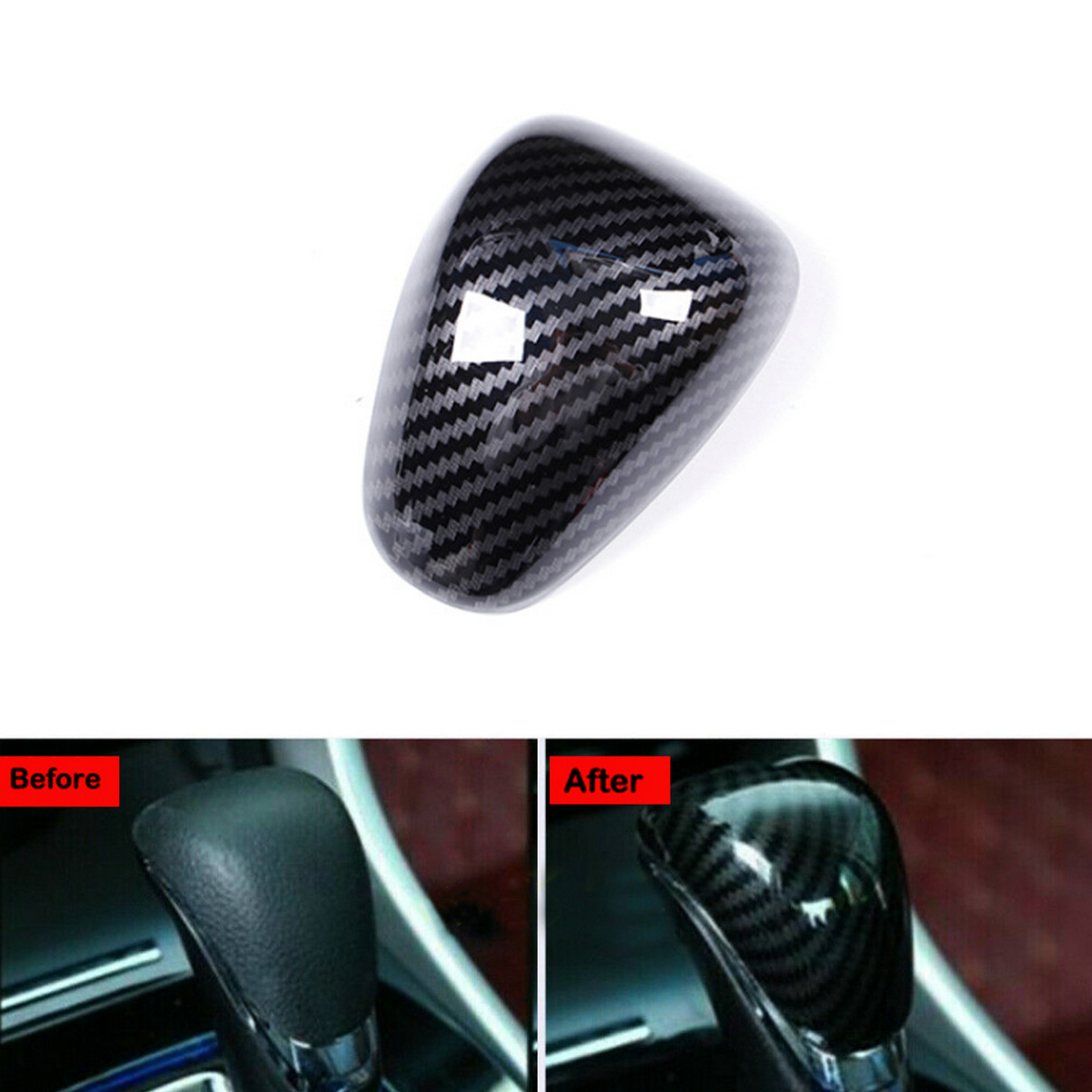 Carbon Fiber Car Interior Gear Shift Knob Cover Trim For 20142017