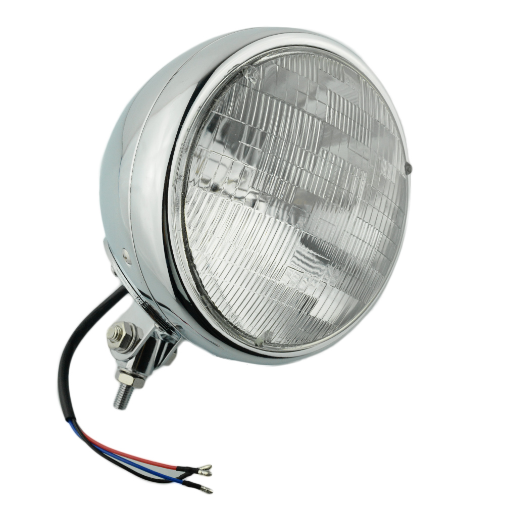 7" Custom Motorcycle Headlight Assembly Bullet Chrome Clear Bottom Mount eBay