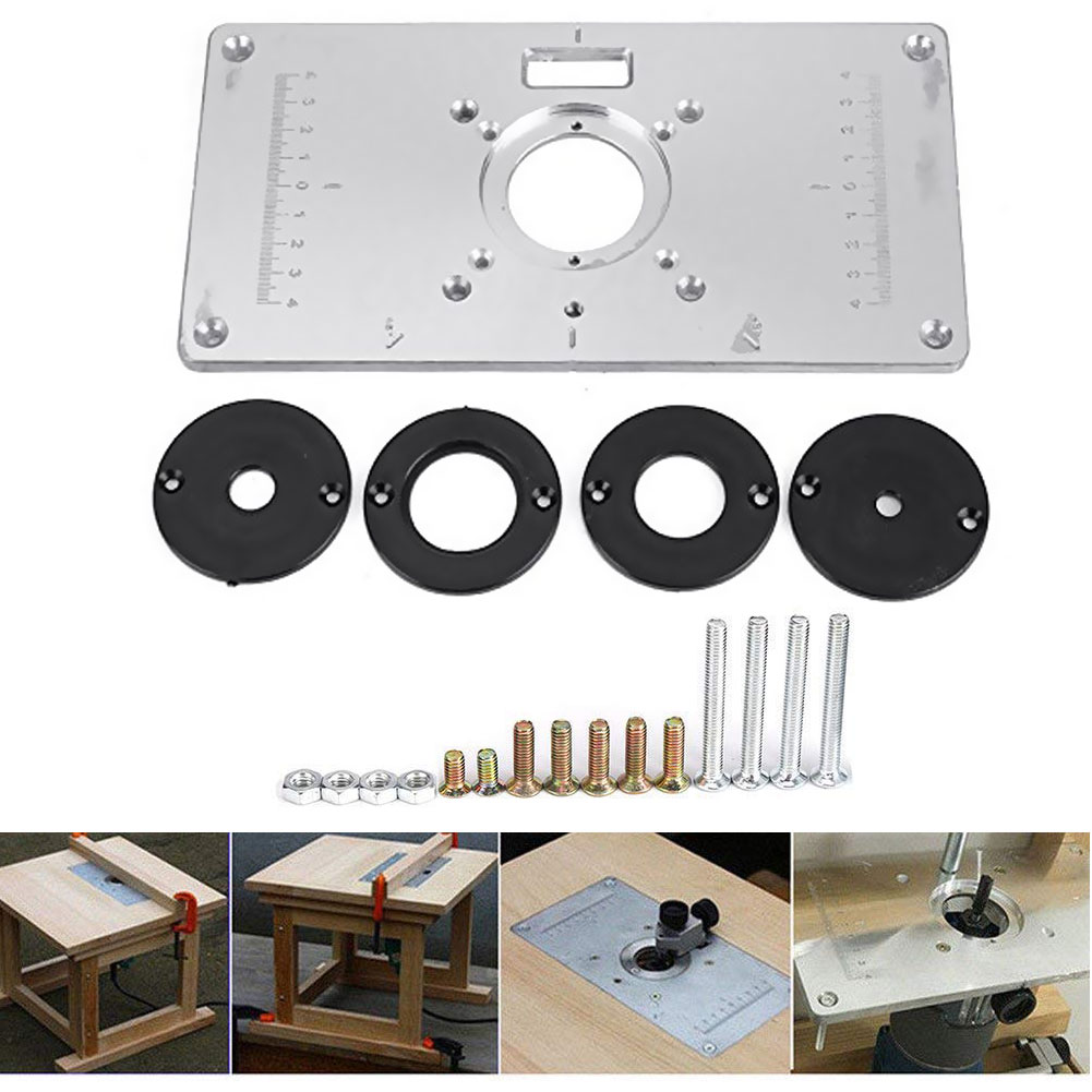 For Woodworking Benches Aluminum Router Table Insert Plate With 4 Rings