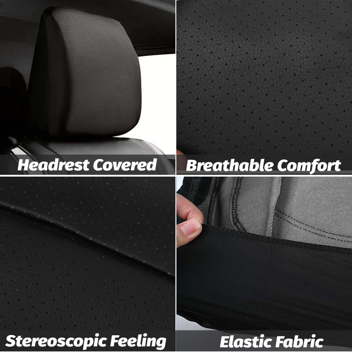Car Seat Covers For Ford Crown Victoria 2000-2011 - Premium Nappa Leather Sport Style Covers (Luxury 2-Seat Set, Black & White)