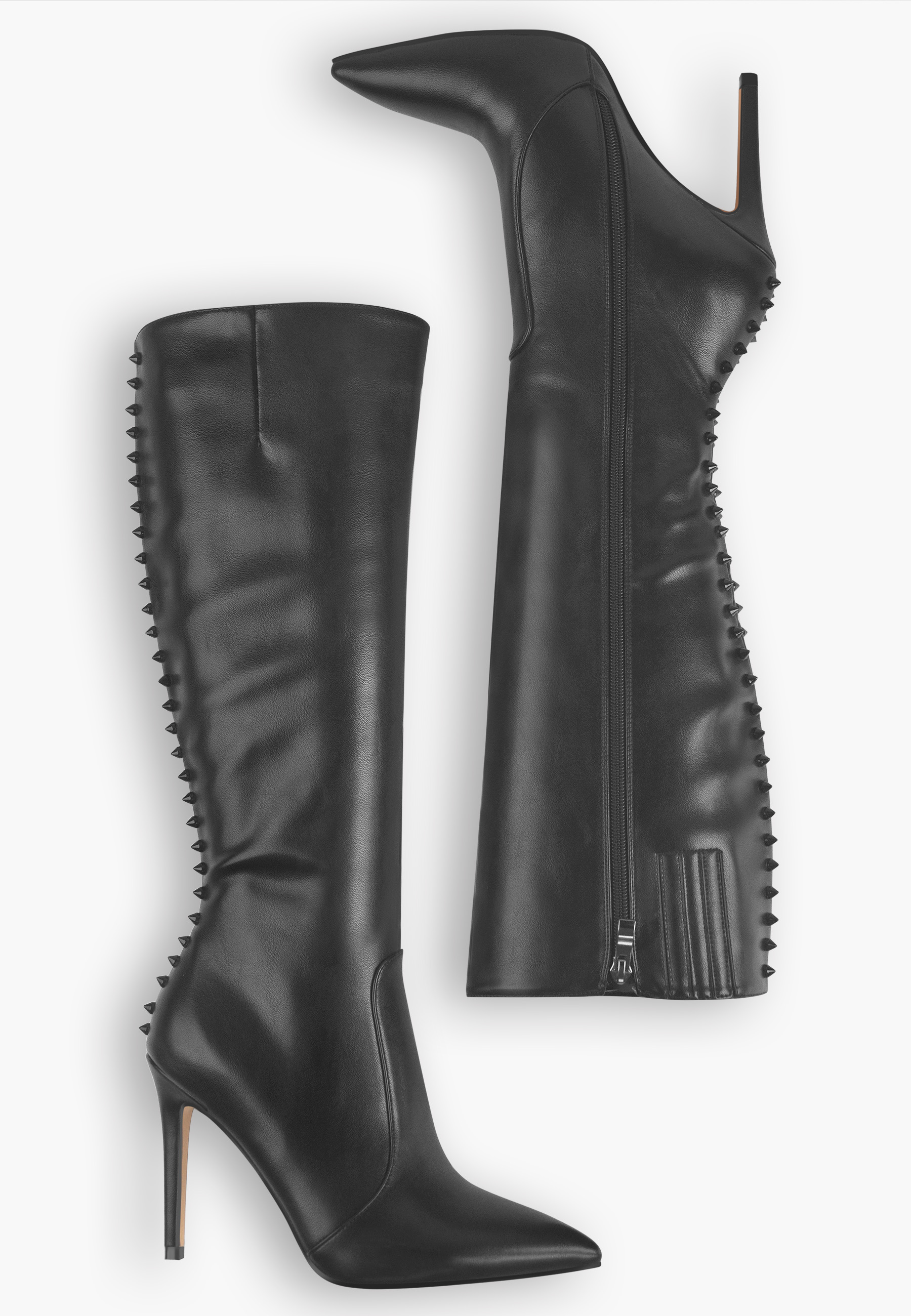 Women's Pointed Toe Side Zipper Knee High Boots Mid-Calf