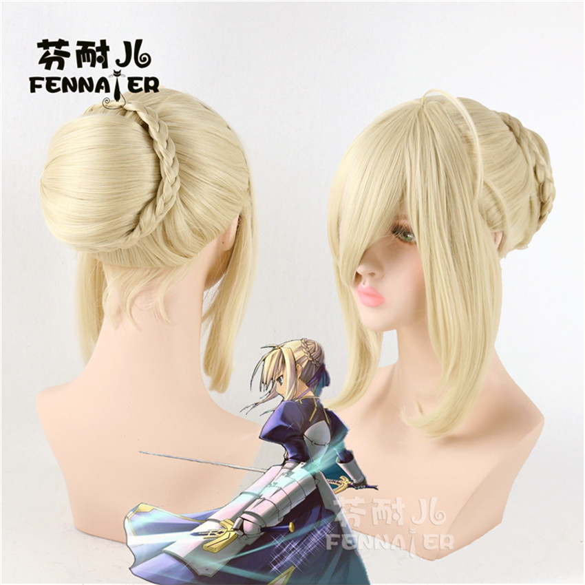 Fate Saber Gold Short Wig Anime Cosplay Hair Wigs Gothic Sexy