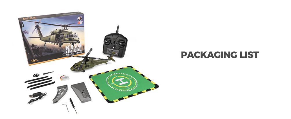 Wltoys K170 RC Helicopter UH-60L Black Hawk Brushless 6-Axis