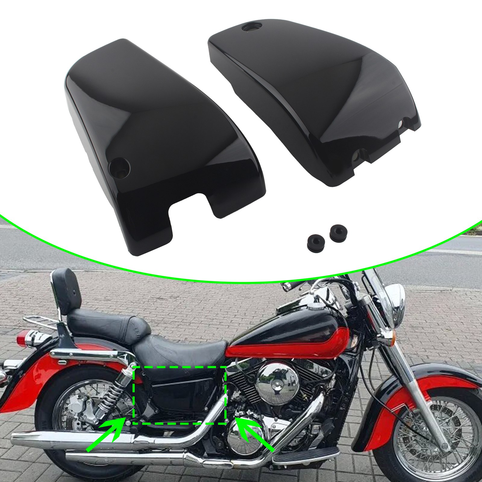Kawasaki Vulcan Parts Black ABS Battery Sides Fairing Cover Fit