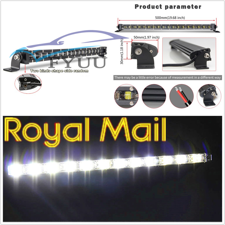 UK Stock 20/" 180W 6D Slim LED Car SUV Single Row Work Light Bar Spot Beam Lamp*1