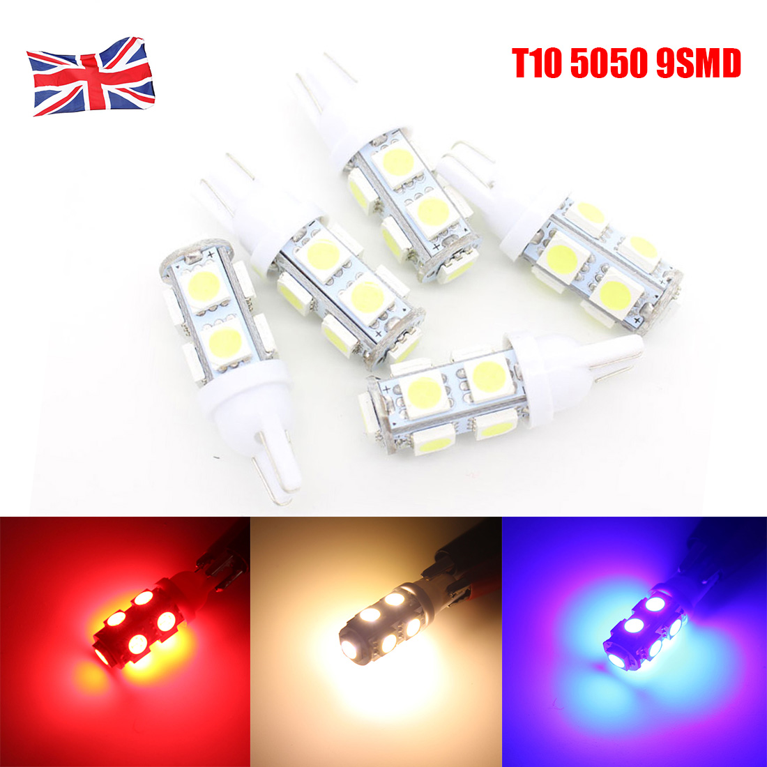 B4D3 2x Car Interior Light Panel 15 SMD 5050 LED T10 BA9S Dome Festoon Bulb Adap