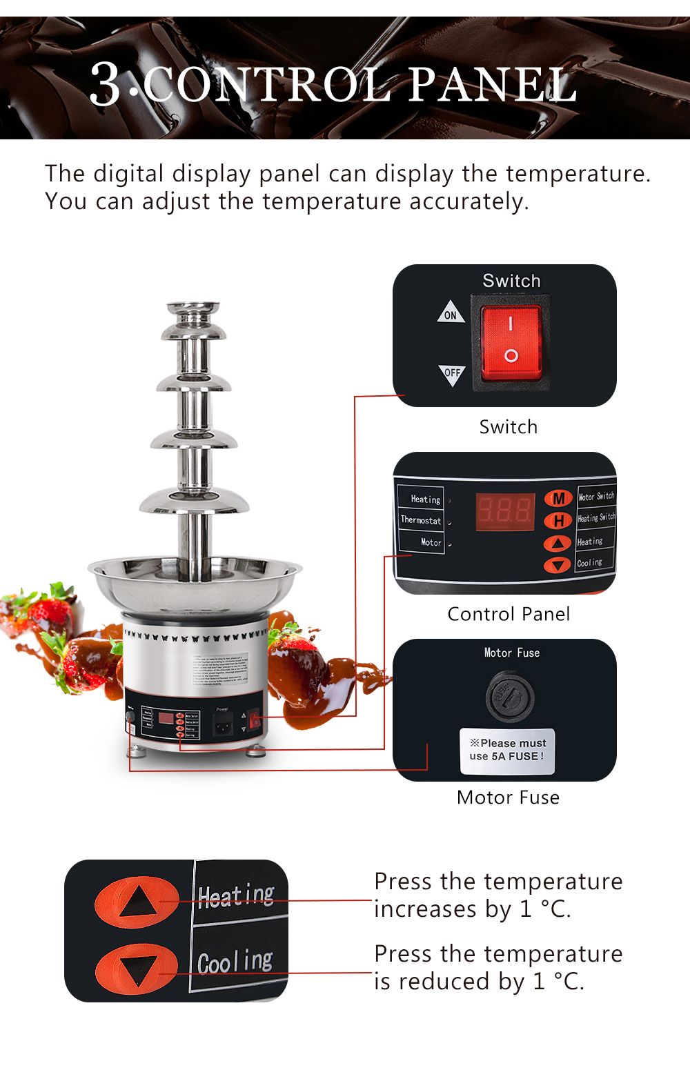  Commercial 5l 10l Hot Chocolate Dispenser Machine,Chocolate  Fountain,Electric Chocolate Beverage Making Machine,Adjustment Chocolate  Tempering Machine,220V-5L: Home & Kitchen