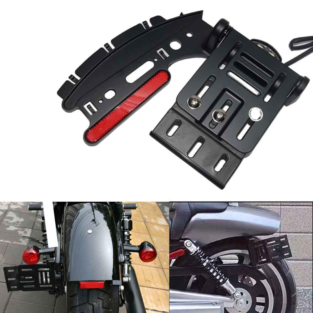 Folding Led Light Side Mount License Plate For Harley 2004 Up Sportster Xl 883 Parts Accessories Number Plate Lights
