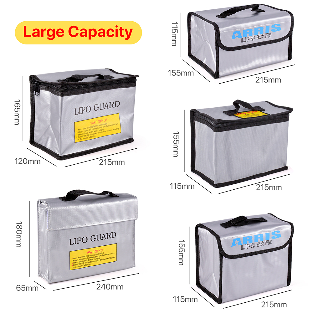 Xiangtat 2pcs Fireproof Lipo Battery Safe Bag - 185x75x60mm For Safer Charging & Storage - View #6