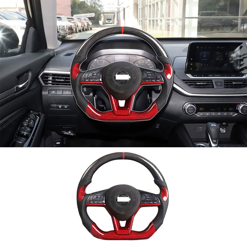 Real Carbon Fiber Steering Wheel Assembly Refit 1Set For Nissan Altima