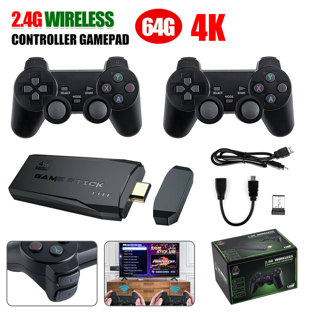 Consola Game Box Stick HDMI Juegos 64gb 10000 Juegos Control Remoto