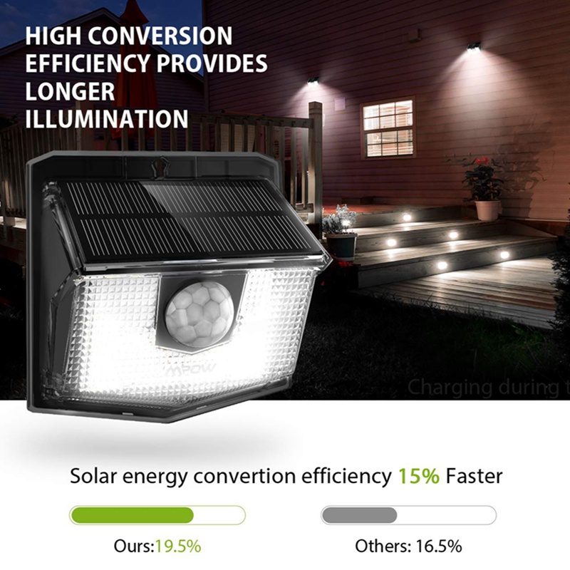 Détails Sur Mpow 30led Upgrated Solar Lights Pir Détecteur Mouvement Extérieur Mur Jardin Lampe De Cour Afficher Le Titre D Origine