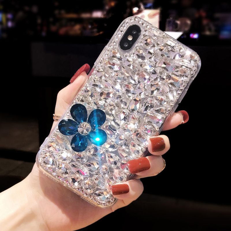 For iPhone 12 11 Pro XS Max XR 8 7 Bling Glitter Flower Full