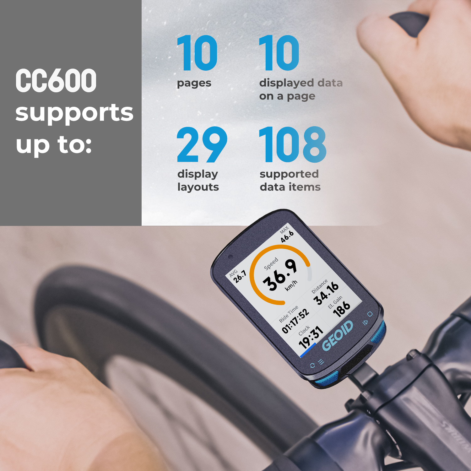 Geoid CC600 Fahrrad Computer Farbbildschirm Navigation GPS