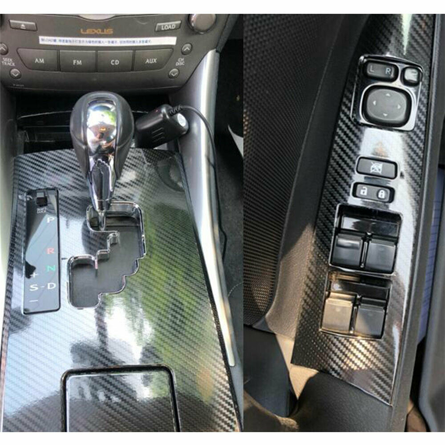 5D Glossy Carbon Fiber Interior Panel Cover Trim Set For Lexus