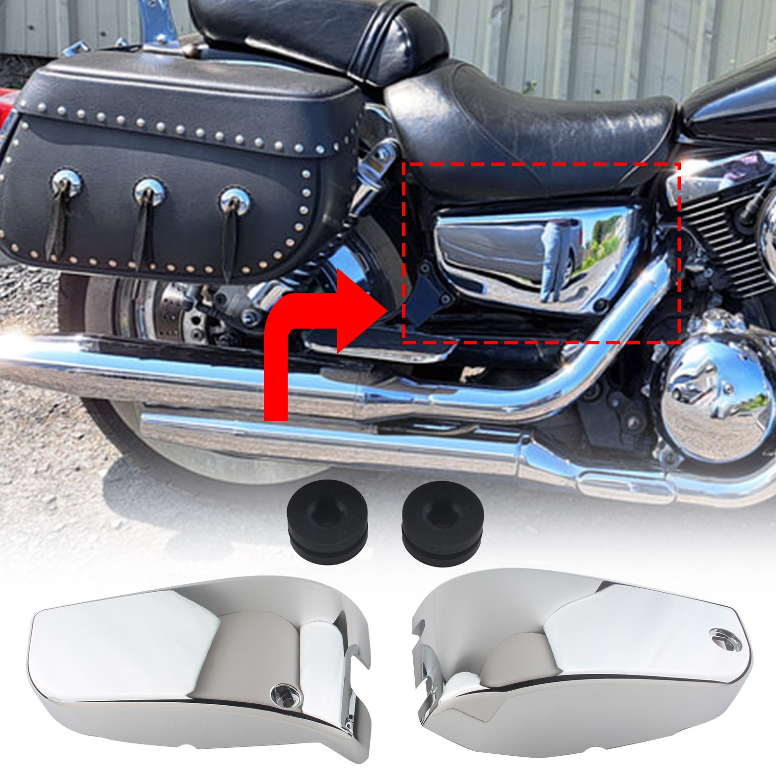 Chrome Battery Side Fairing Covers For Kawasaki Vulcan 1500 VN1500