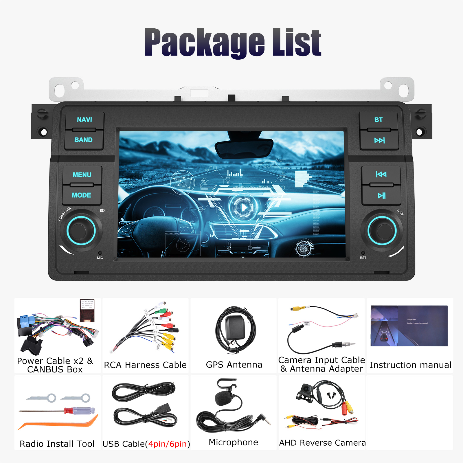 CarPlay Android 14 Auto 3+32GB Autoradio Für BMW 3er E46 GPS Navi Wlan USB BT FM