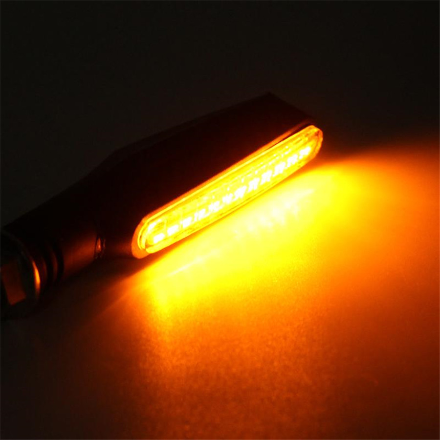 12 3258 SMD LED Motorcycle Yellow Turn Signal Light Blue Linear Flow Effect DRL