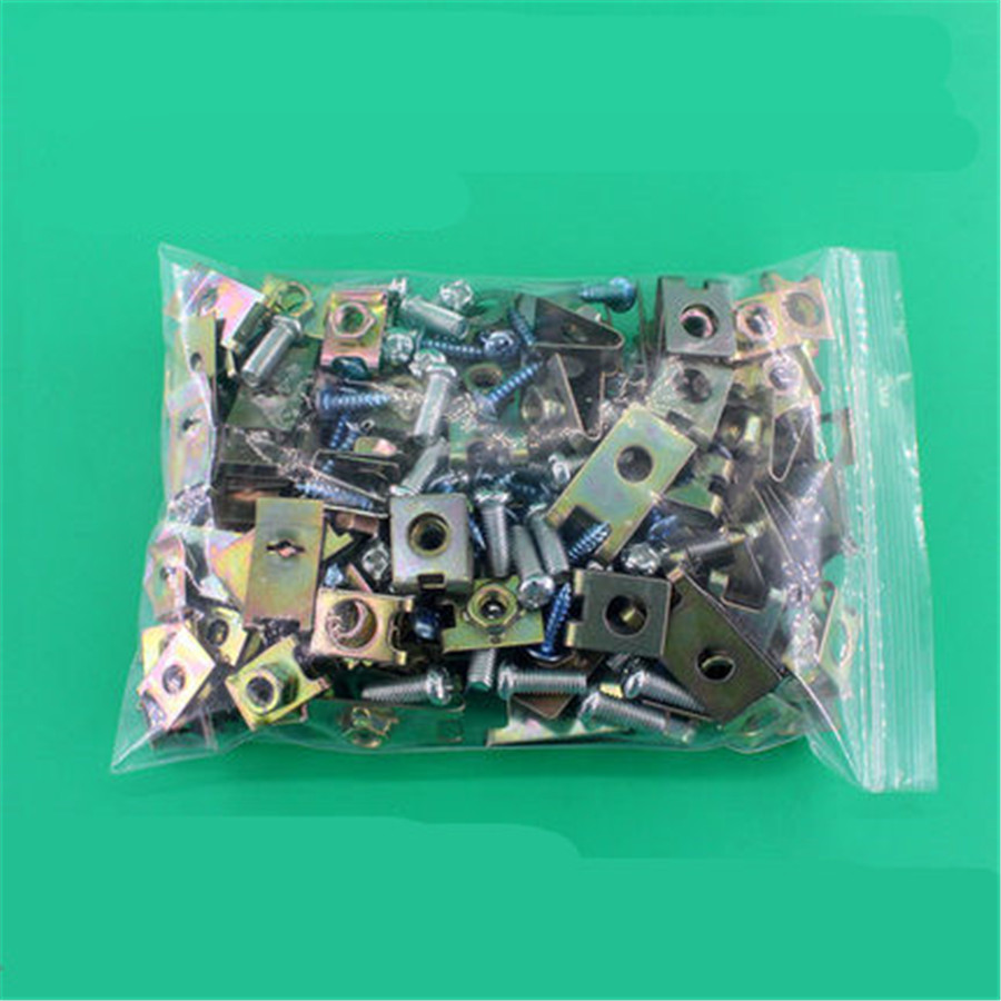 100Pcs Auto Fasteners Car Body Door Panel Trim Fixed Screw U-Type Gasket Clips G