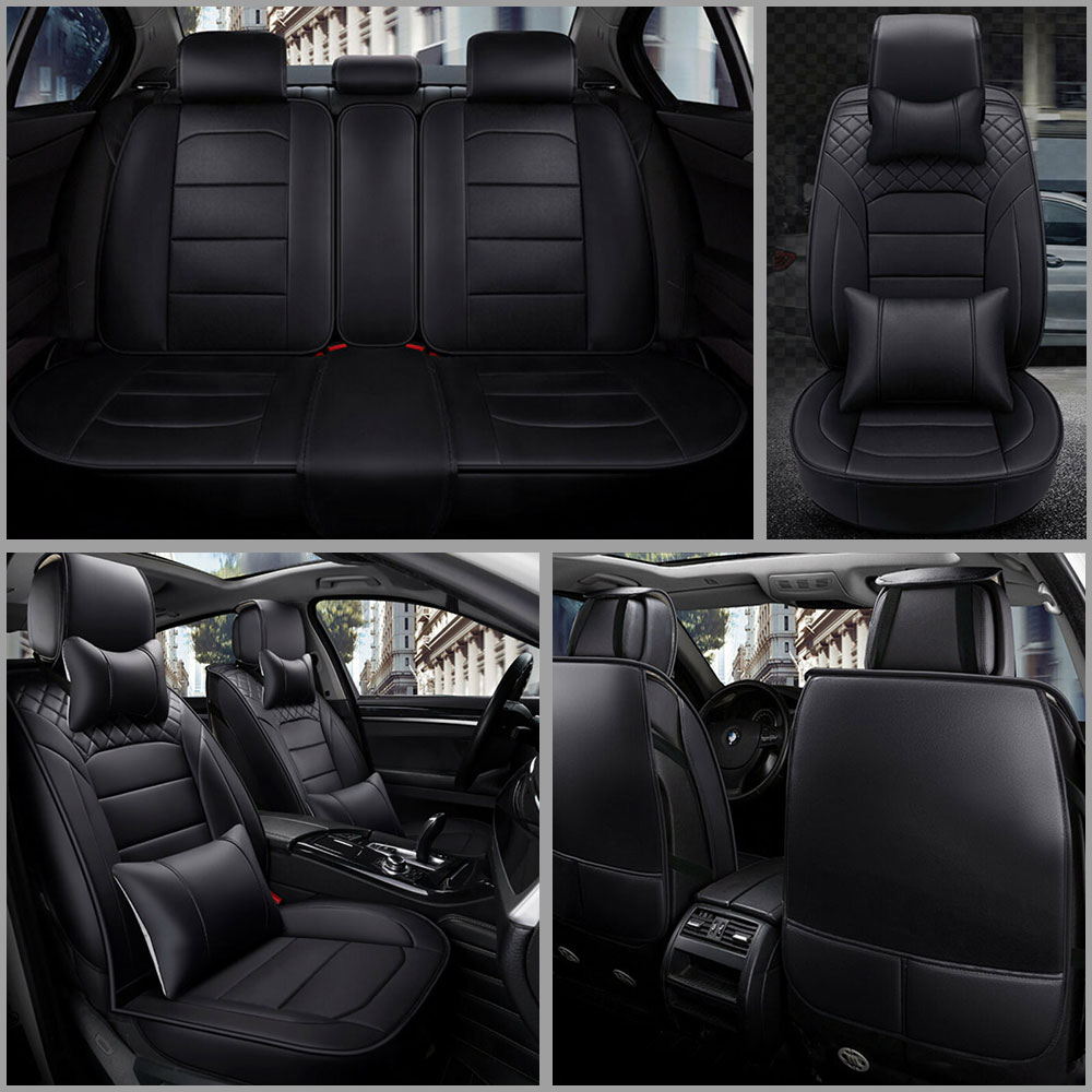 5d Black Pu Leather Luxury Car Seat Cover 5 Seats Suv Front Rear Soft Cushions Ebay