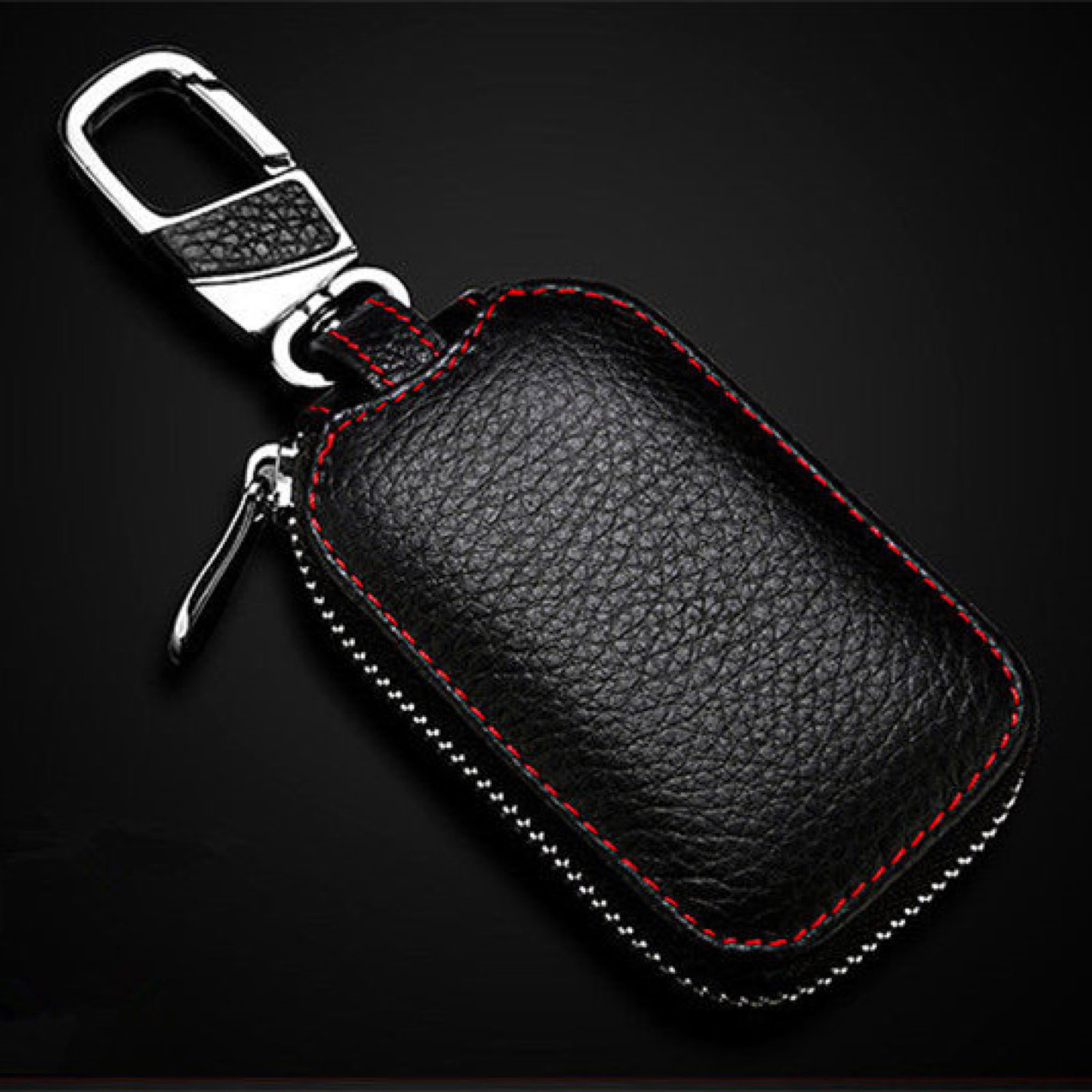 Genuine Leather Car Key Chain Bag Smart Key Holder Cover Remote