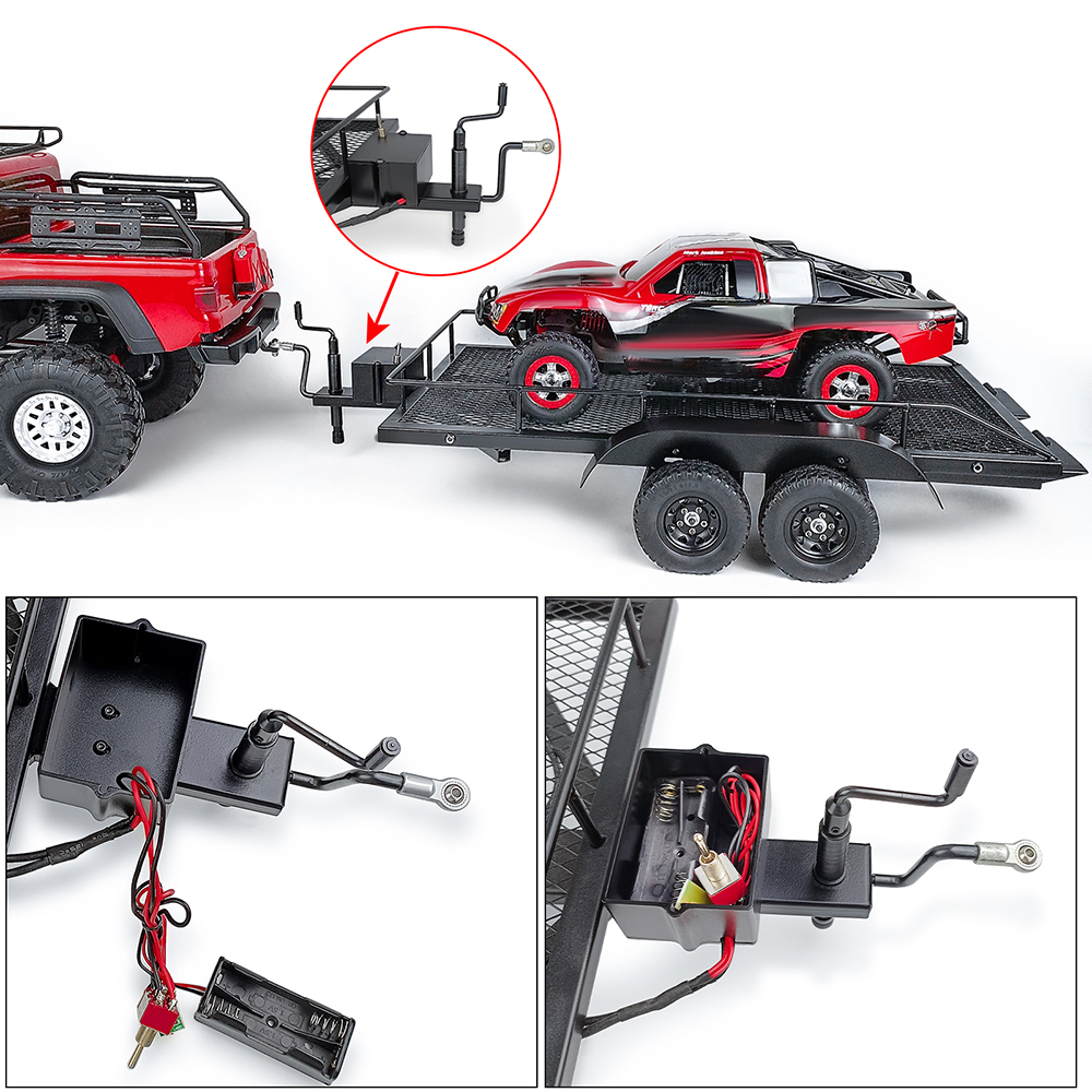 RC Car Trailer for 1/8 1/10 RC Crawler Axial SCX10 90046