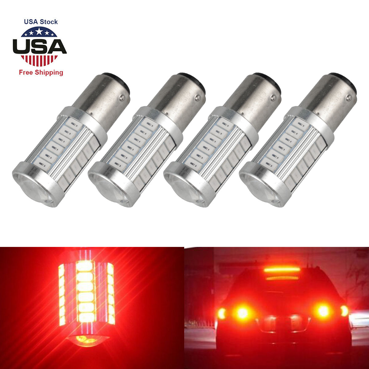 4pcs Light 1157 2057A BAY15D Cree LED Reverse Lamp White Bulb Vehicle High Power