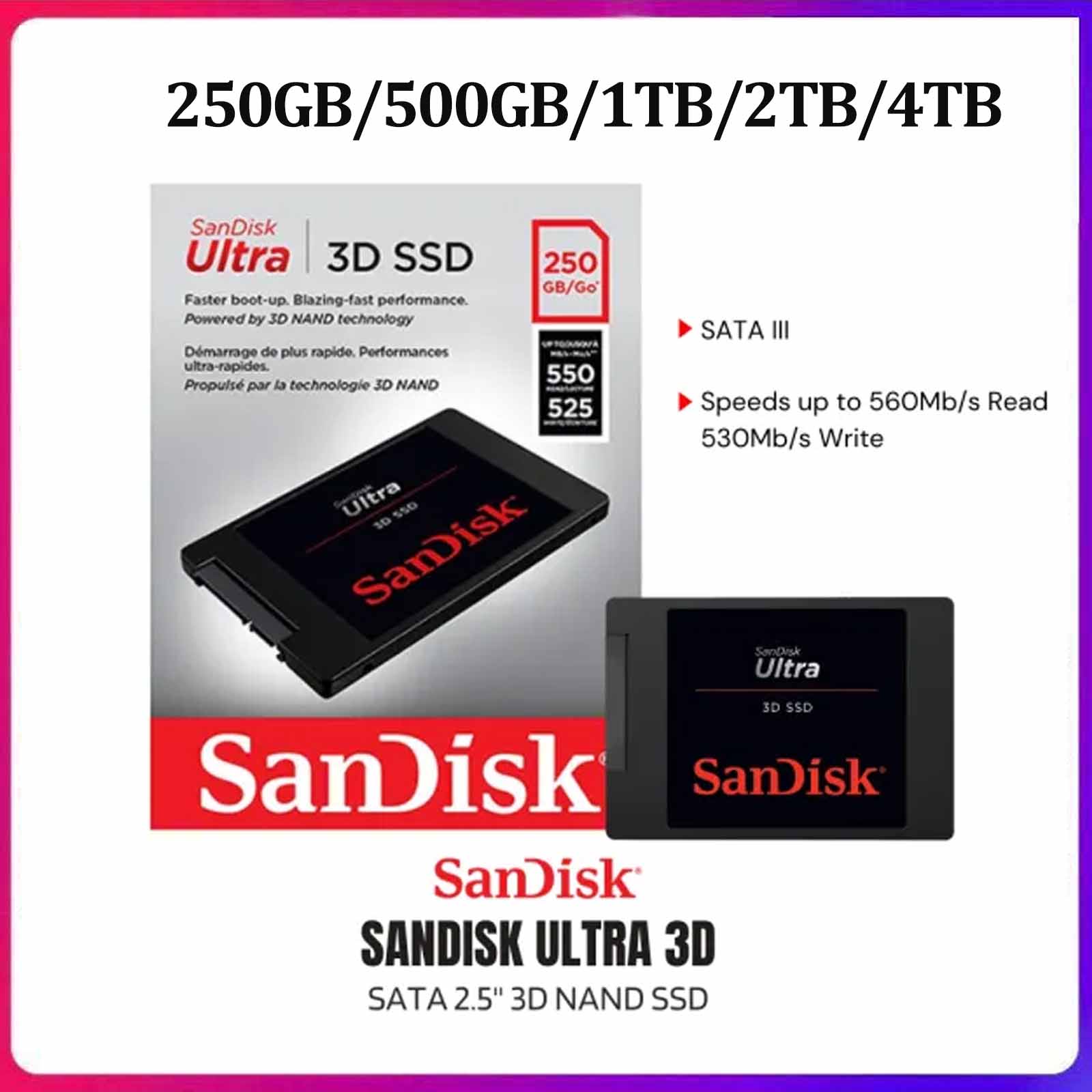 【新品未開封】SanDisk Ultra 3D SSD 500GB SanDisk 500GB 3D SATA III 2.5