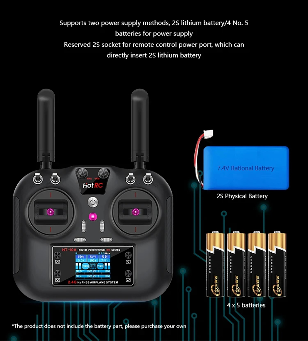 HOTRC HT-10A RC Transmitter 10CH Receiver For