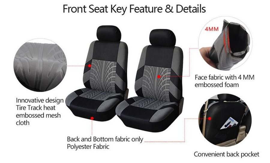 Classic Embroidery Car Seat Covers Set Washable Fit for