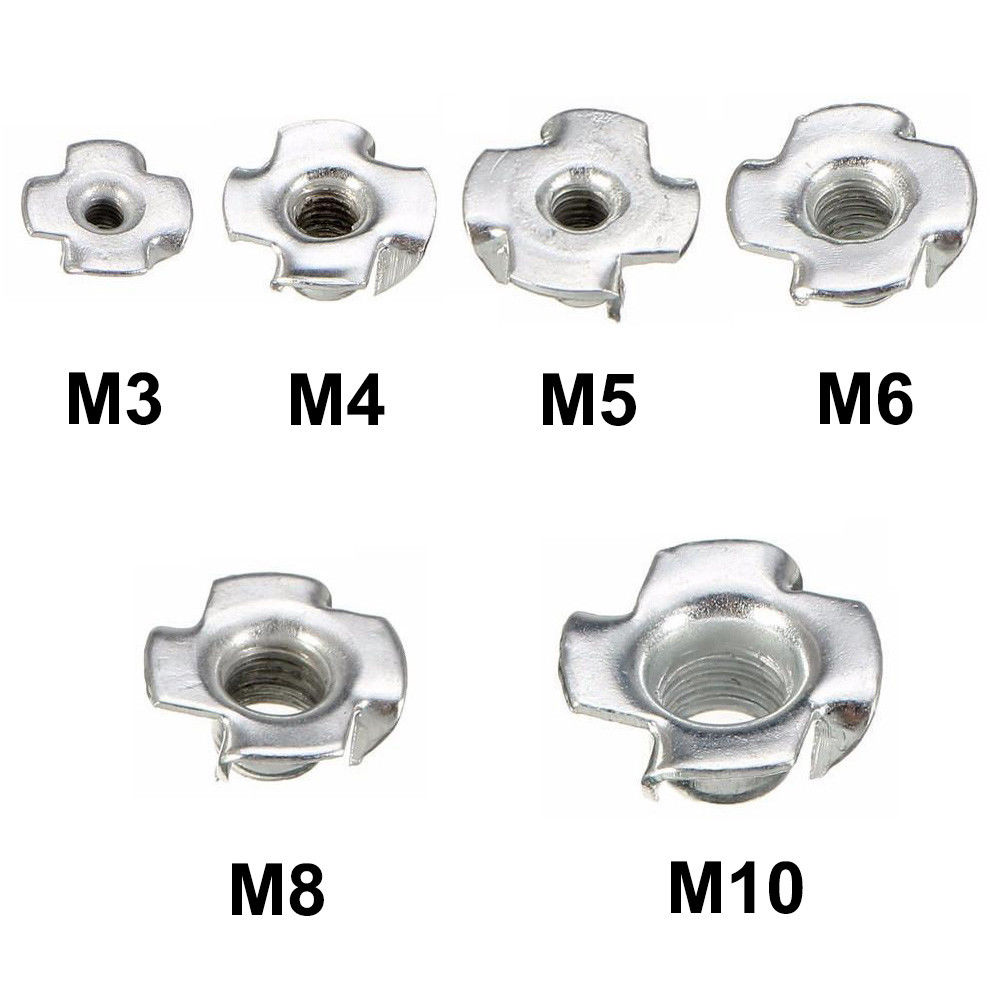 M3/M4/M5/M6/M8/M10 Four Pronged T Nuts Captive Blind Insert For Wood Furniture eBay