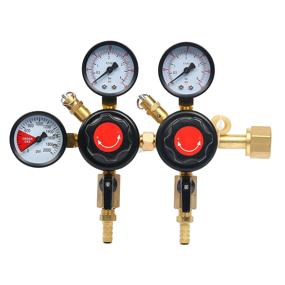 Dual product Pressure Kegerator CO2 Regulator With Permanent quadring