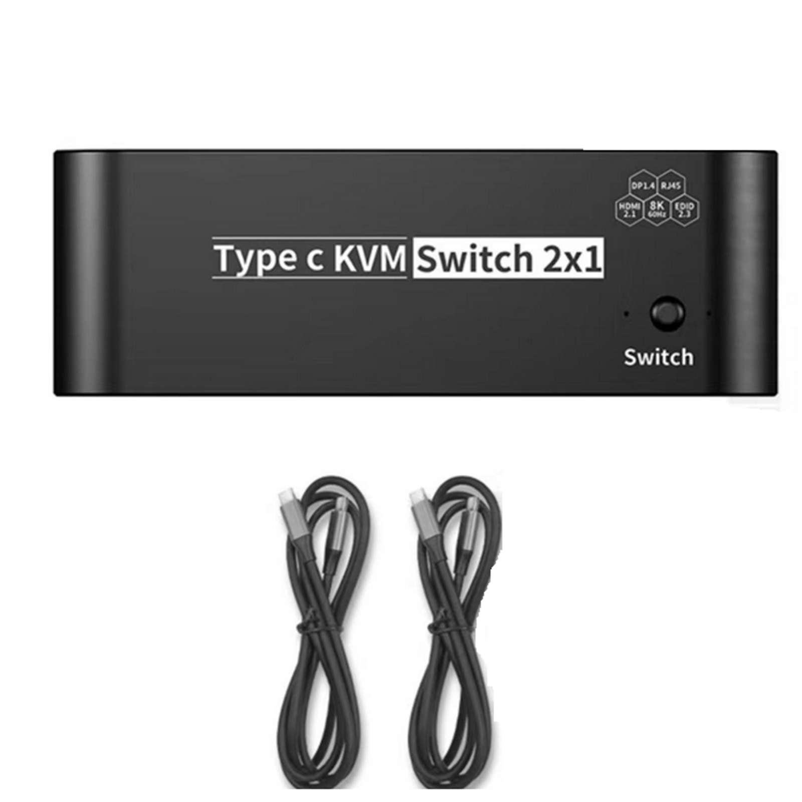 2x1 8K USB C KVM Switch RJ45 100W PD Charge 2 In 1 Out Type C KVM