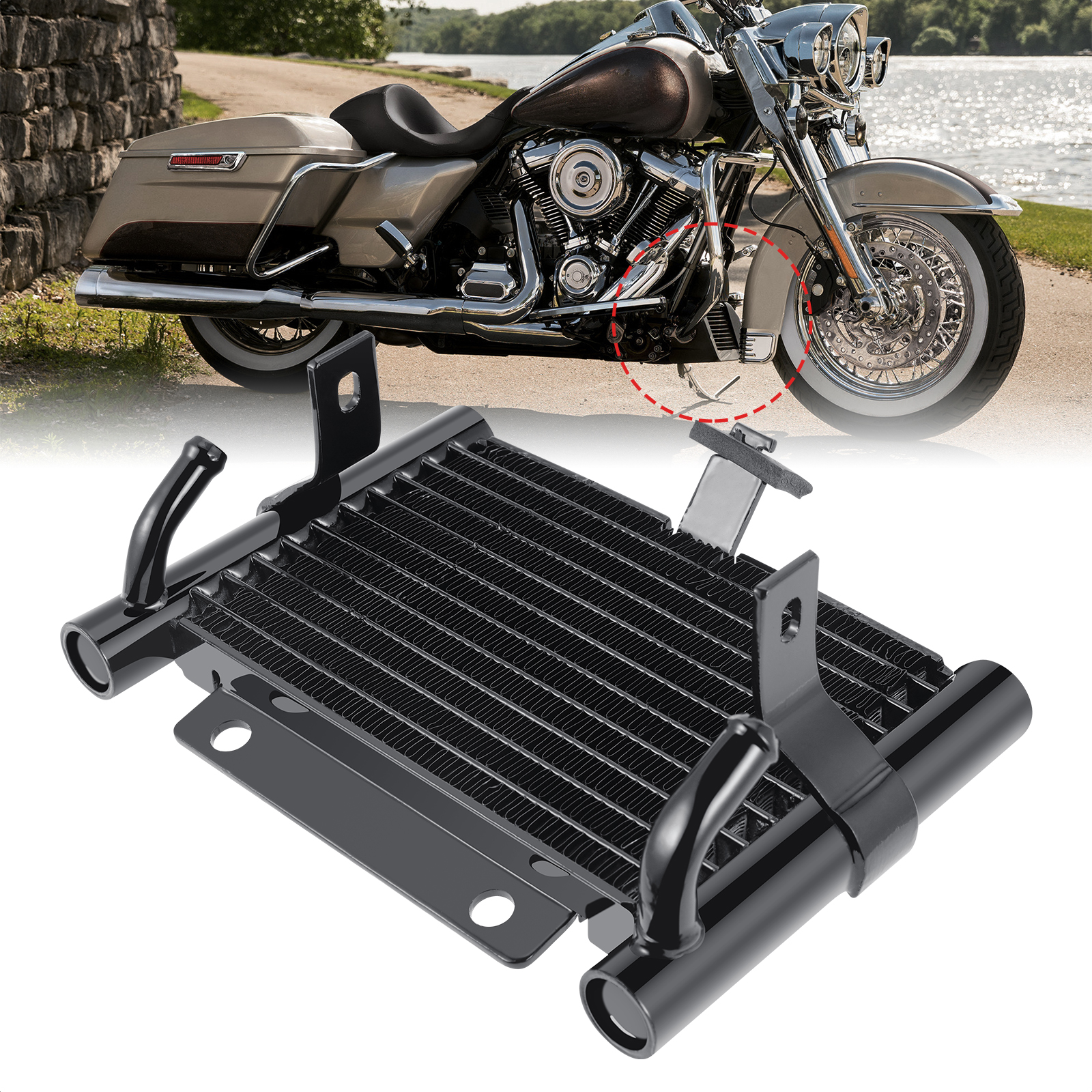 Black Aluminum Oil Cooler For Harley Touring 2017-2023 – Electra Glide Ultra Classic FLTRX – TCMT