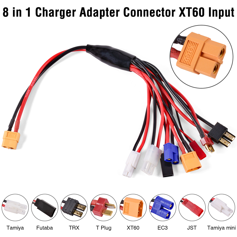 RC 8In1 Charger Adapter Connector 4.0mm Banana/XT60 TRX Tamiya