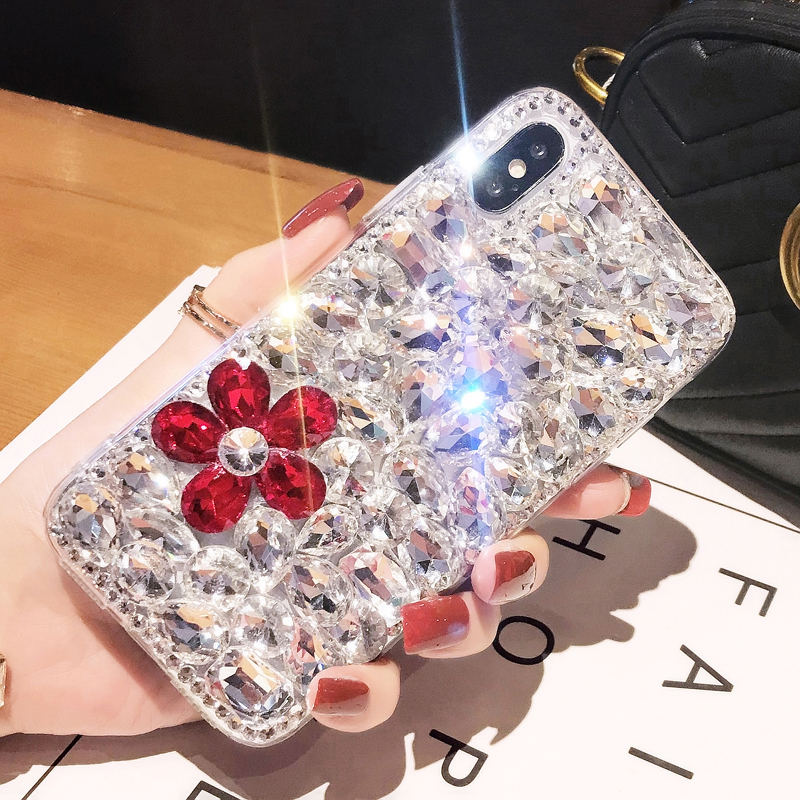iPhoneアクセサリー hage For iPhone 12 11 Pro XS Max XR 8 7 Bling Glitter Flower Full