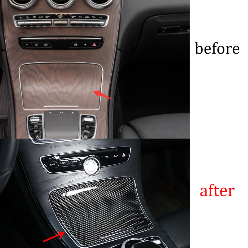 For Benz GLC 2016-2021 Real Carbon Fiber Console Cigarette Lighter Panel  Trim