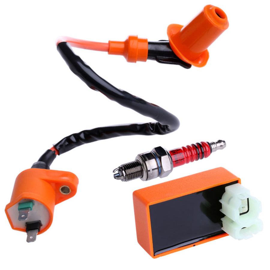 High Performance 6 Pin CDI+Ignition Coil+Spark Plug for GY6 50-150cc Scooter ATV
