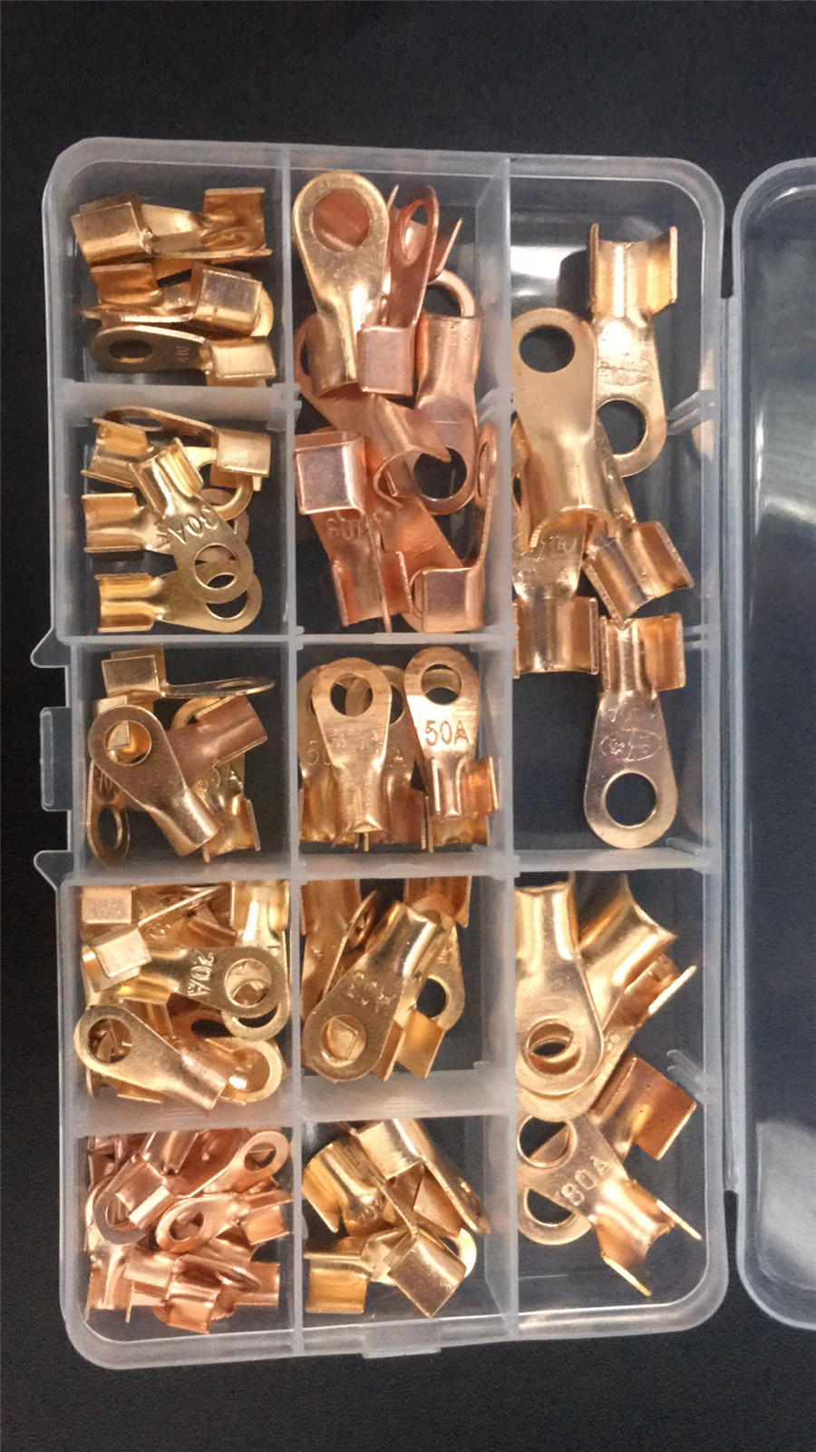 90 Pcs Boxed Autos Cable Connector Copper Terminal Open Lugs Universal