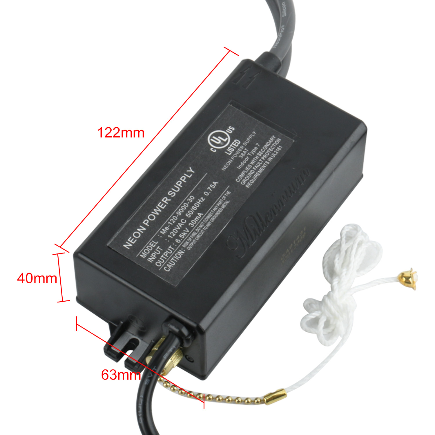 6.5kV 30mA Neon Sign Transformer Power Supply UL Listed Me120900030