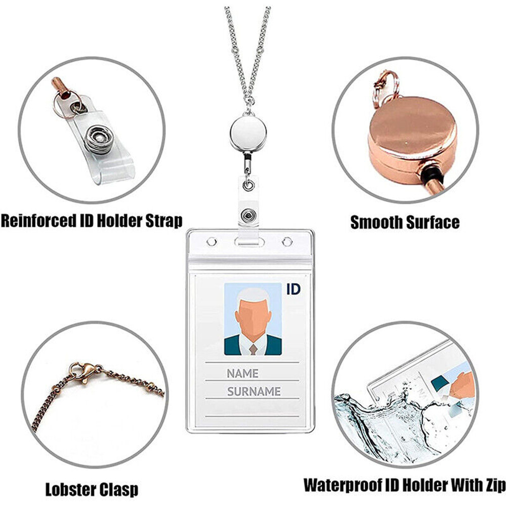 Retractable Badge Holder With Carabiner Reel Clip
